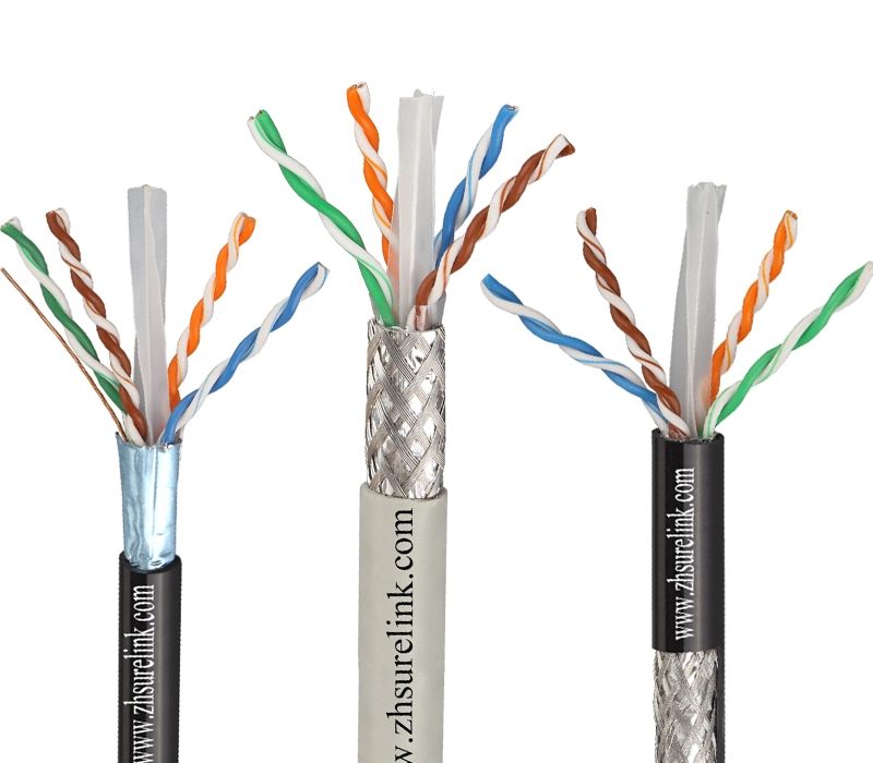 Customized 4pair 23AWG 550MHz Double Screen Network Internet Cable RJ45 Cable Fftp CAT6A Cat7