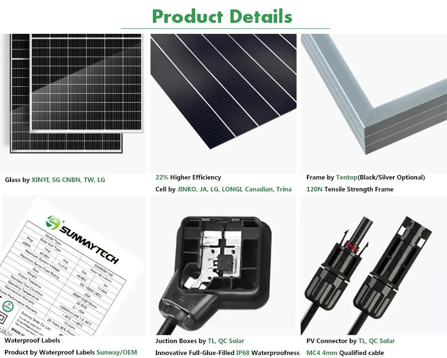 Mc4 Compatible Connector Monocrystalline Silicon 480W 450W a Solar Panel for Home