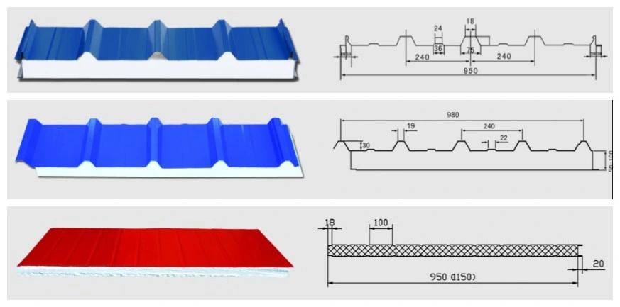 50-200mm Trapezoidal Roof Sandwich Panel Cheap Price Insulated PUR PIR Polyurethane Panel