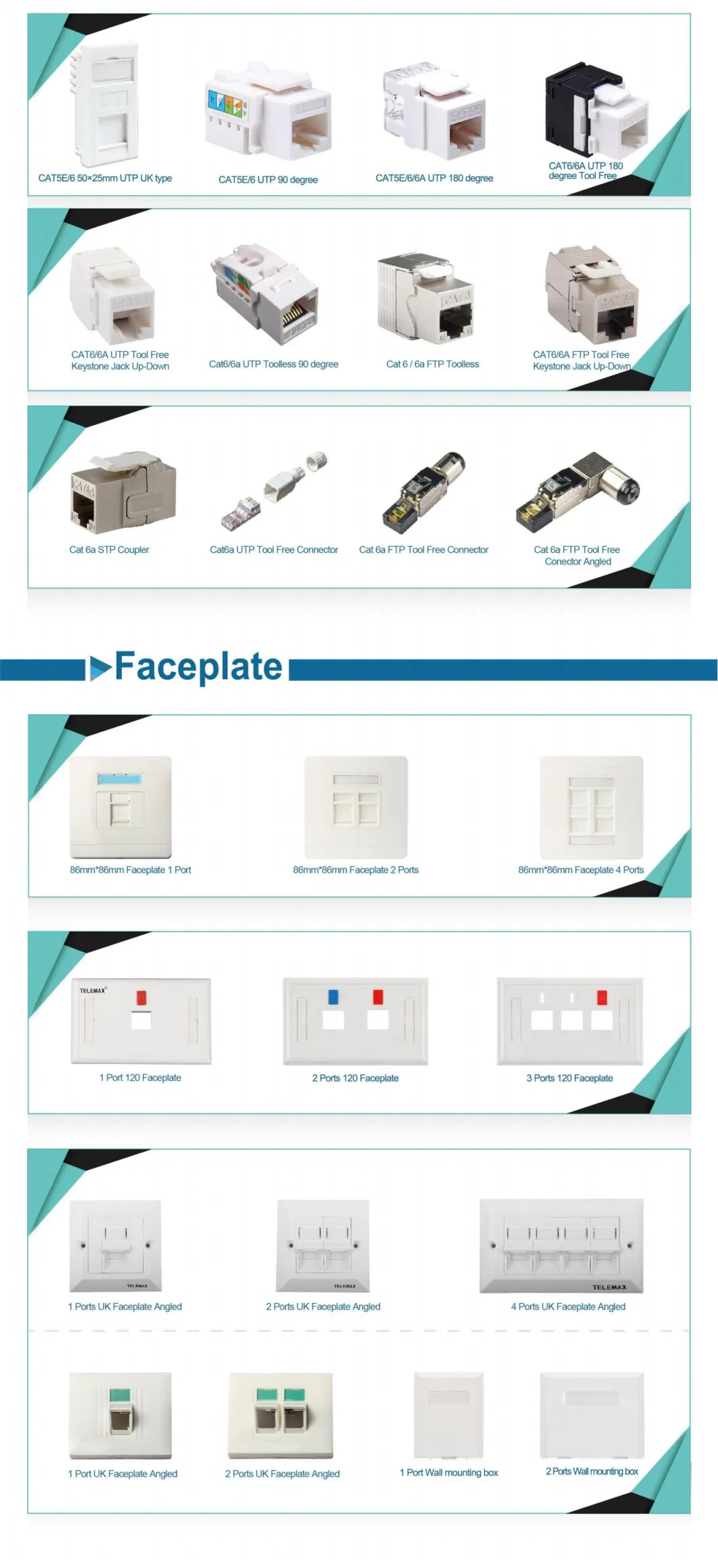 Telemax FTP Keystone Jack STP CAT6 CAT6A Shielded Network Module RJ45