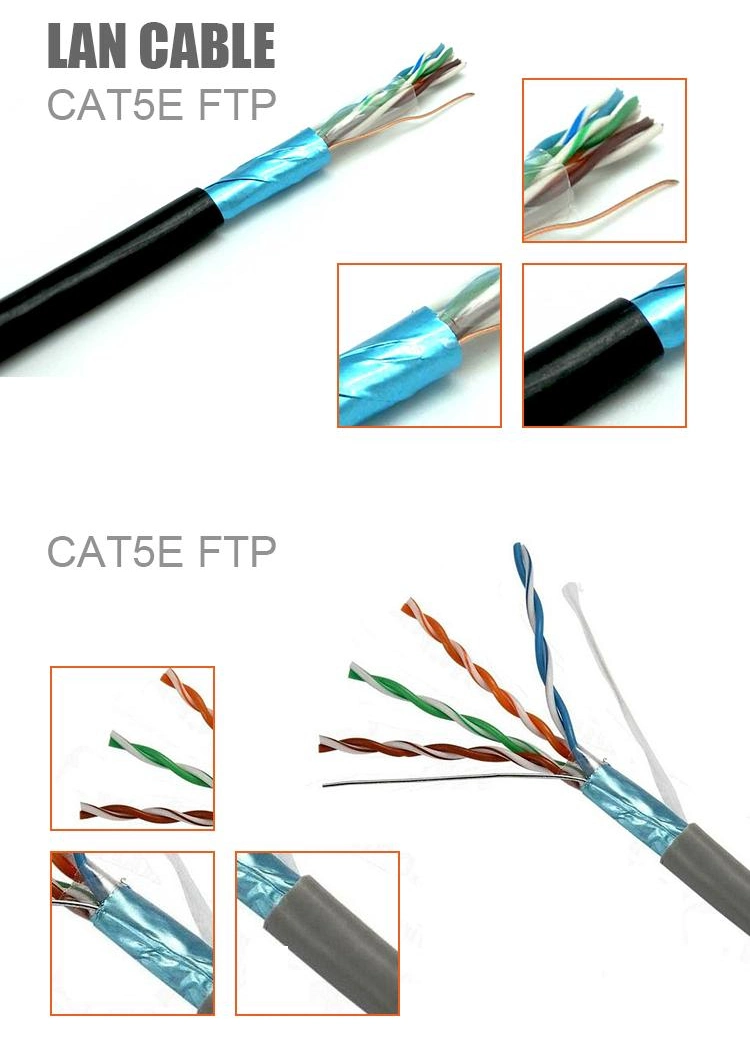 OEM Free Sample RJ45 Indoor Network Cable Communication Computer Cable Use FTP Cat5e Cable Ethernet LAN Cable Copper Wire