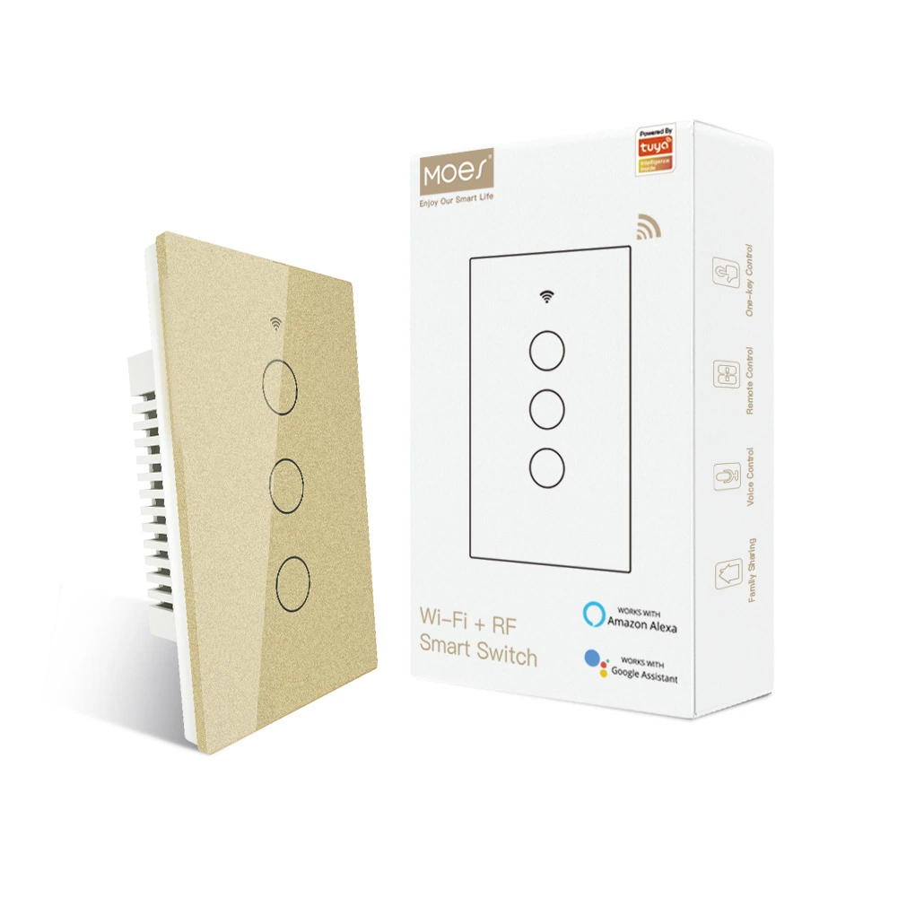 Bluetooth Quick Connection WiFi RF433 Tuya Wireless Smart Switches Glass Panel 90V-250V 50Hz 60Hz 1/2/3/4/6 Buttons