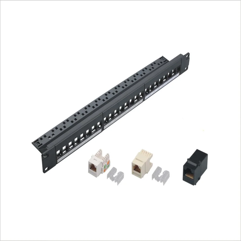 19 Inch 1u 24 Port Plastic Blank Patch Panel with Cable Manager