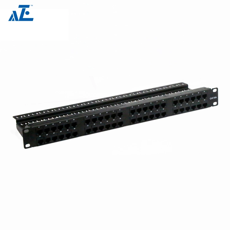 Aze 48port CAT6A Cat 6 Patch Panel Wall Mount Gigabit 48 Port Network Patch Panel-C6apanel1u48