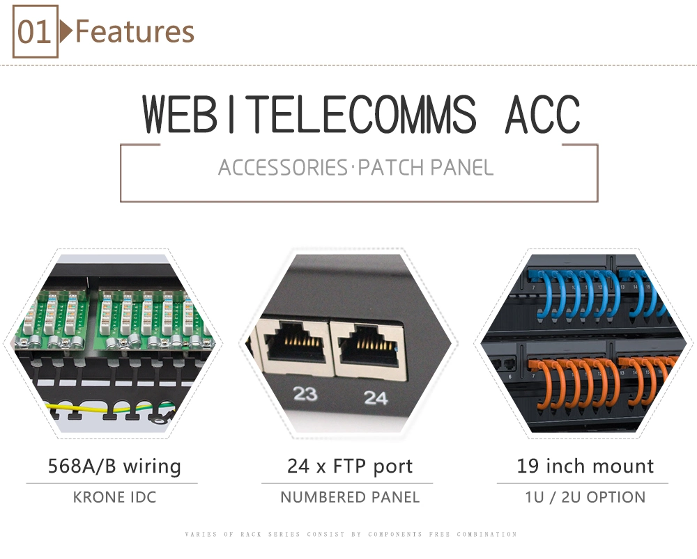 19&quot; 1u Horizontal Version Shielded Rack Mountable CAT6A FTP 24 Ports Patch Panel