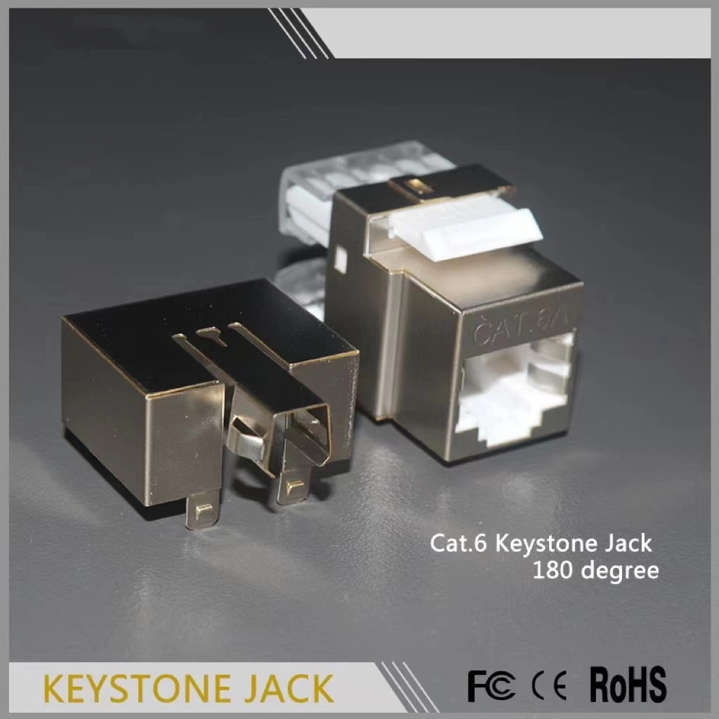 Terminating CAT6 shielded 180 degree Keystone Jack CAT6 RJ45 Connector modul