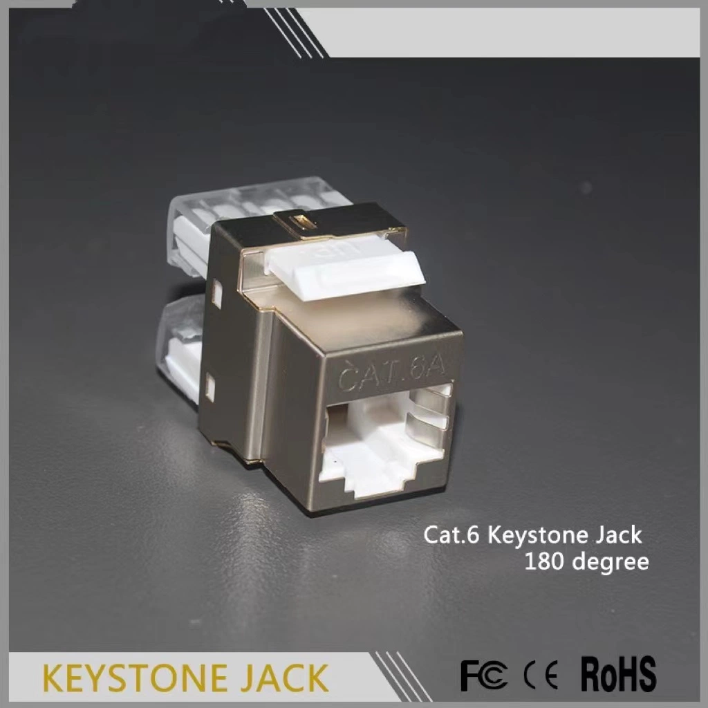 Terminating CAT6 shielded 180 degree Keystone Jack CAT6 RJ45 Connector modul