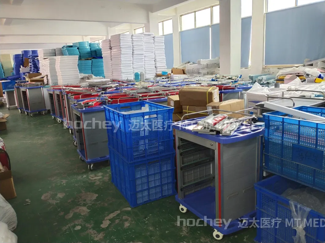 Clinic Hot Selling Mobile Workstation Nursing Trolley Cart Computer Trolley with Box