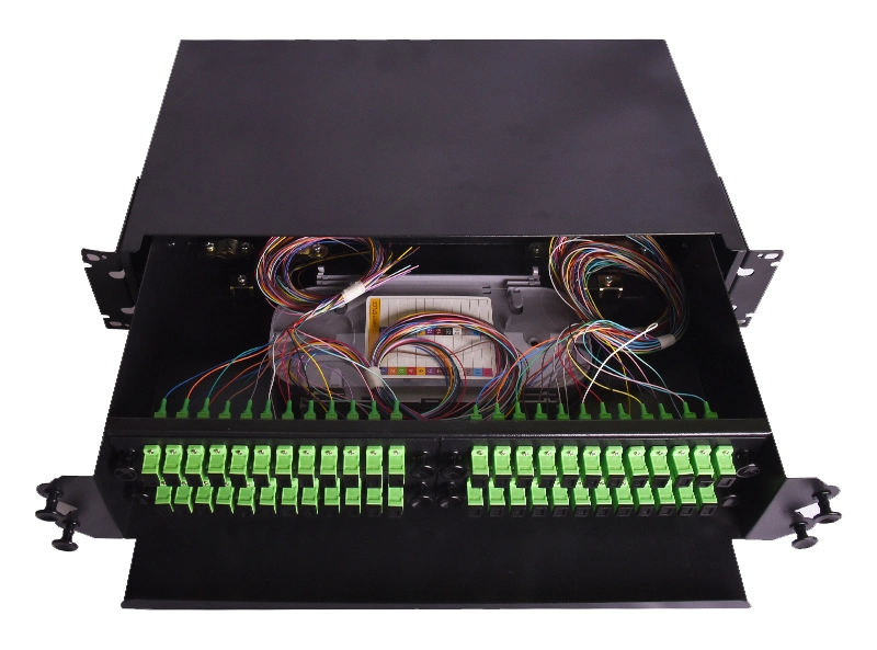 High Quality Sliding Fiber Optic Patch Panel 12 Ports 24 Ports ODF Fiber Panel Sc LC FC St Rack Mounted Distribution Box with Drawer Type