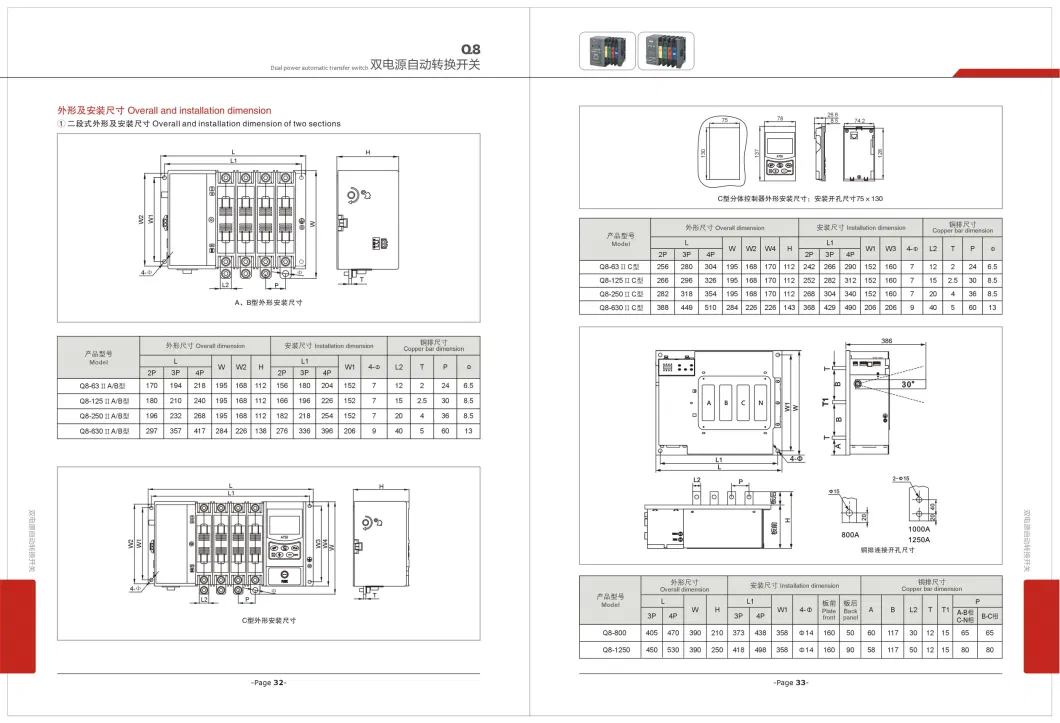 Dual Power Supply Automatic Transfer Switch (Q8-125IIA/3P)