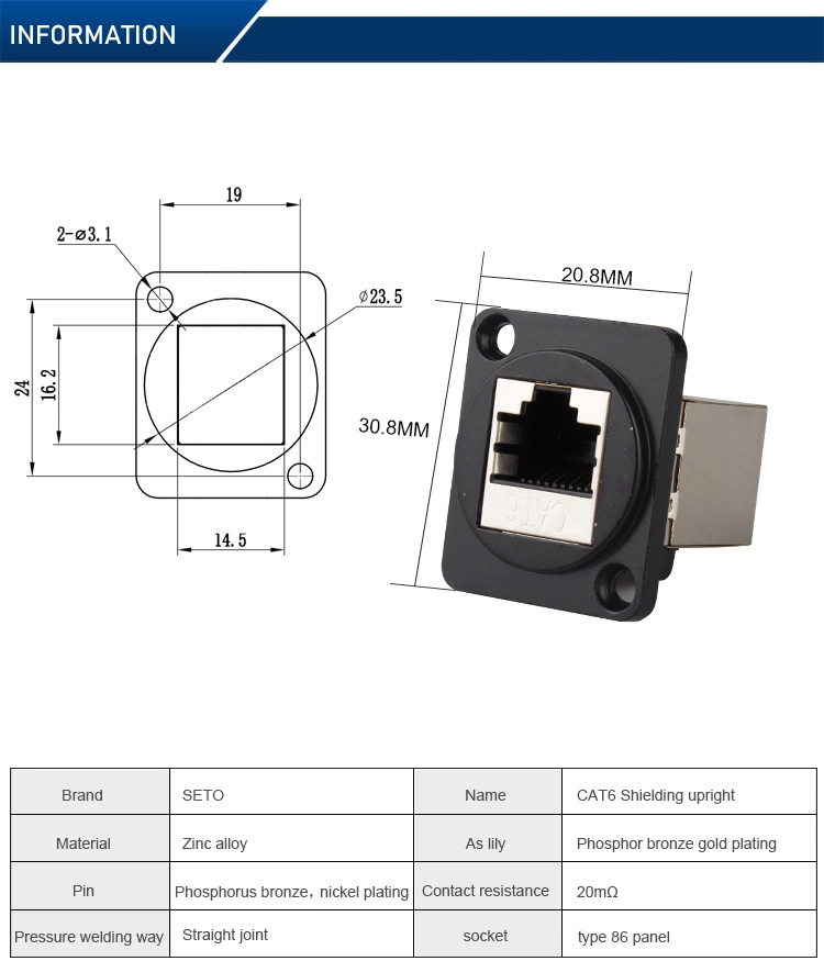 RJ45 CAT6 Socket D-Type Module Shielded Industrial Panel Mount Bulkhead Female/Female Feed Thru Coupler Signal IP67 Waterproof