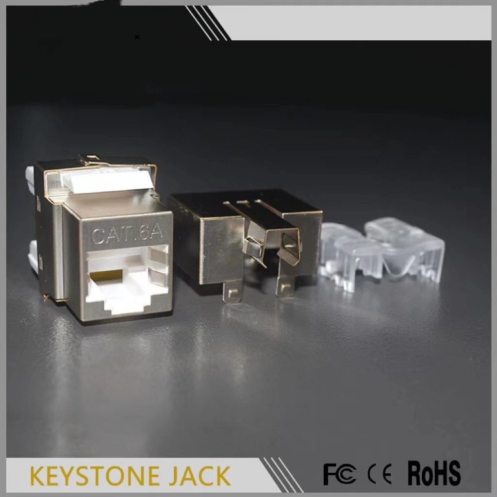 Terminating CAT6 shielded 180 degree Keystone Jack CAT6 RJ45 Connector modul