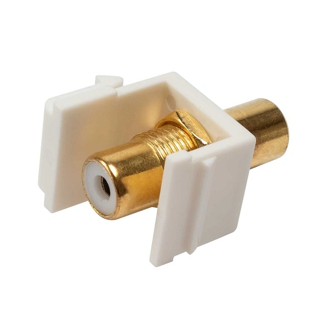 Feed Through Keystone Jack - Modular RCA White with White Center