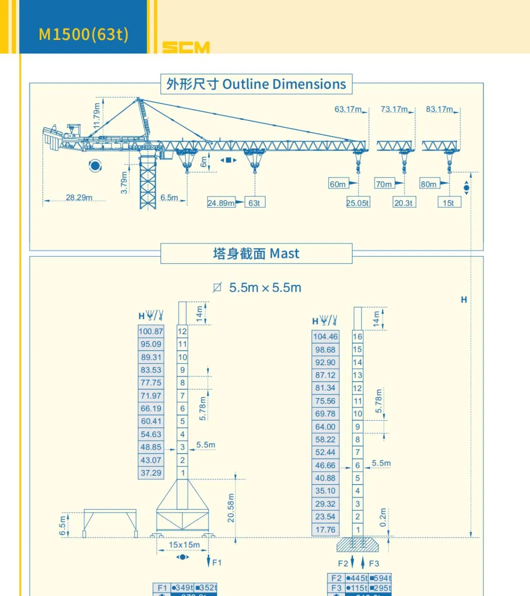 Tower Crane Construction Crane Construction Machinery Hammer Head Topkit Tower Crane 63t