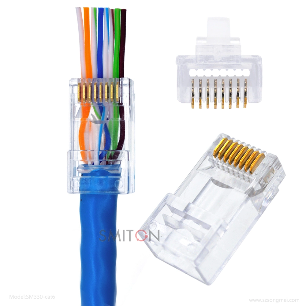 Ez RJ45 UTP RJ45 Connector Cat 6 5e Modular Plug 8p8c Ethernet Cat5e CAT6 RJ45 Plug RJ45 Pass Through Connector