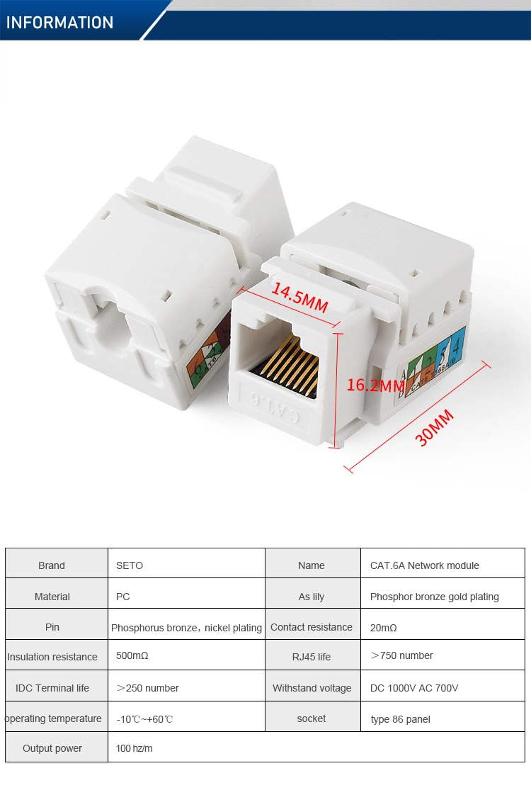 Seto RJ45 Keystone Jack UTP CAT6 8p8c CAT6 RJ45 Seto Cat. 6 UTP Network Module 90 Degree UTP