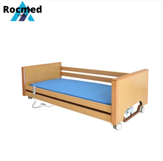 Factory Wholesale Wooden Multifunction Hospitalar Electric Gerocomium Nursing Homecare 5 Function Ultra Low Electric Home Care Bed, Rotation Homecare Bed