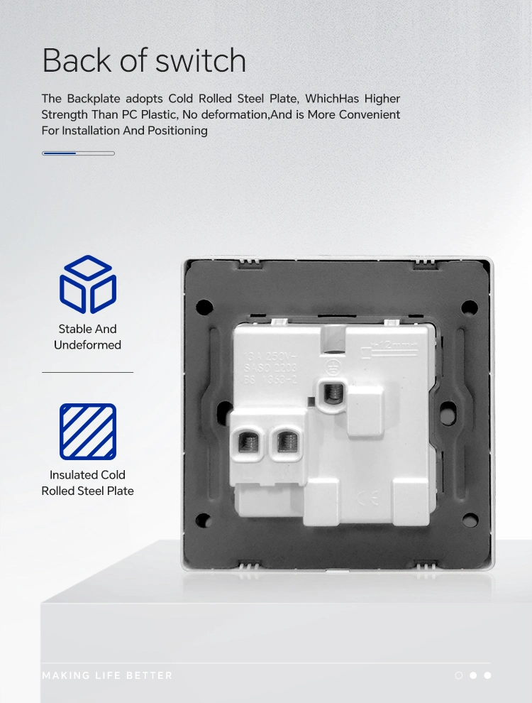 T39 Leathery Acrylic British White Panel 1gang 15A Wall Socket Switches