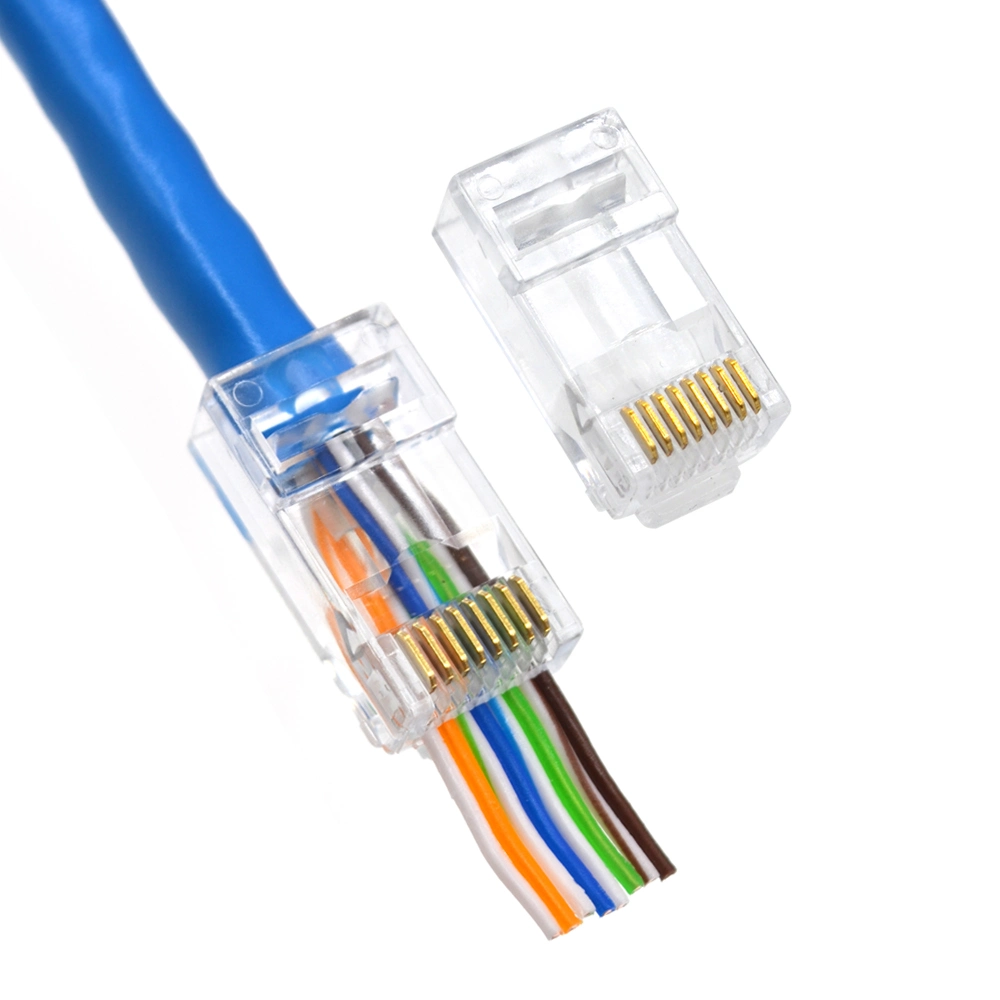 Ez RJ45 UTP RJ45 Connector Cat 6 5e Modular Plug 8p8c Ethernet Cat5e CAT6 RJ45 Plug RJ45 Pass Through Connector