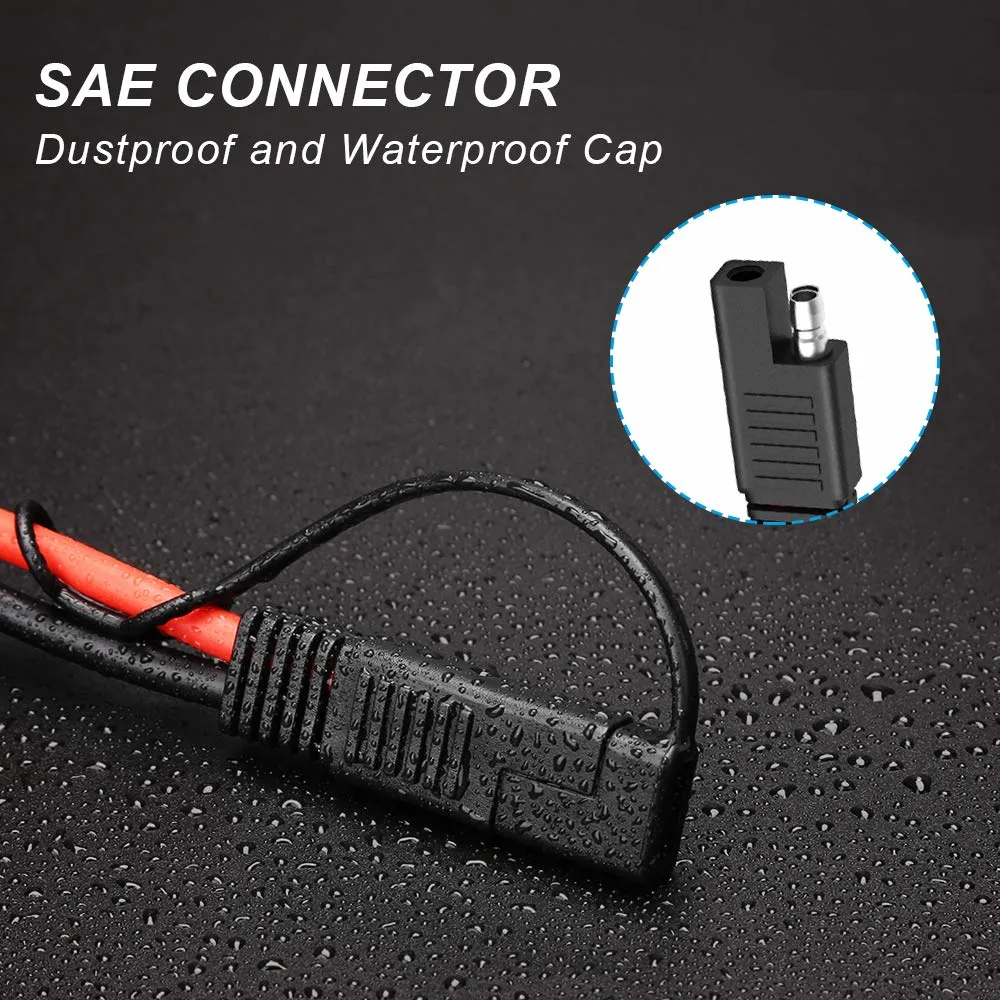 Solar Panel Connector Cable 10AWG SAE Connector to Male &amp; Female Solar Connectors for RV Solar Panel DC Power Battery Charger with SAE Polarity Reverse Adapter