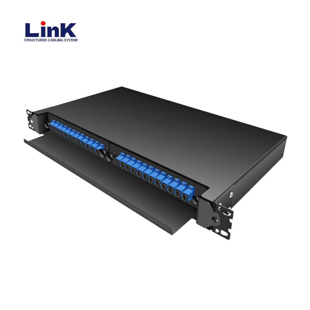 1u 19&quot; 12 24 Port Rackmount Fiber Optical Sliding Patch Panel for Data Center