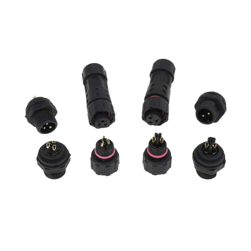 M12 3 Pin Male Female Front Panel Mount Waterproof Connector