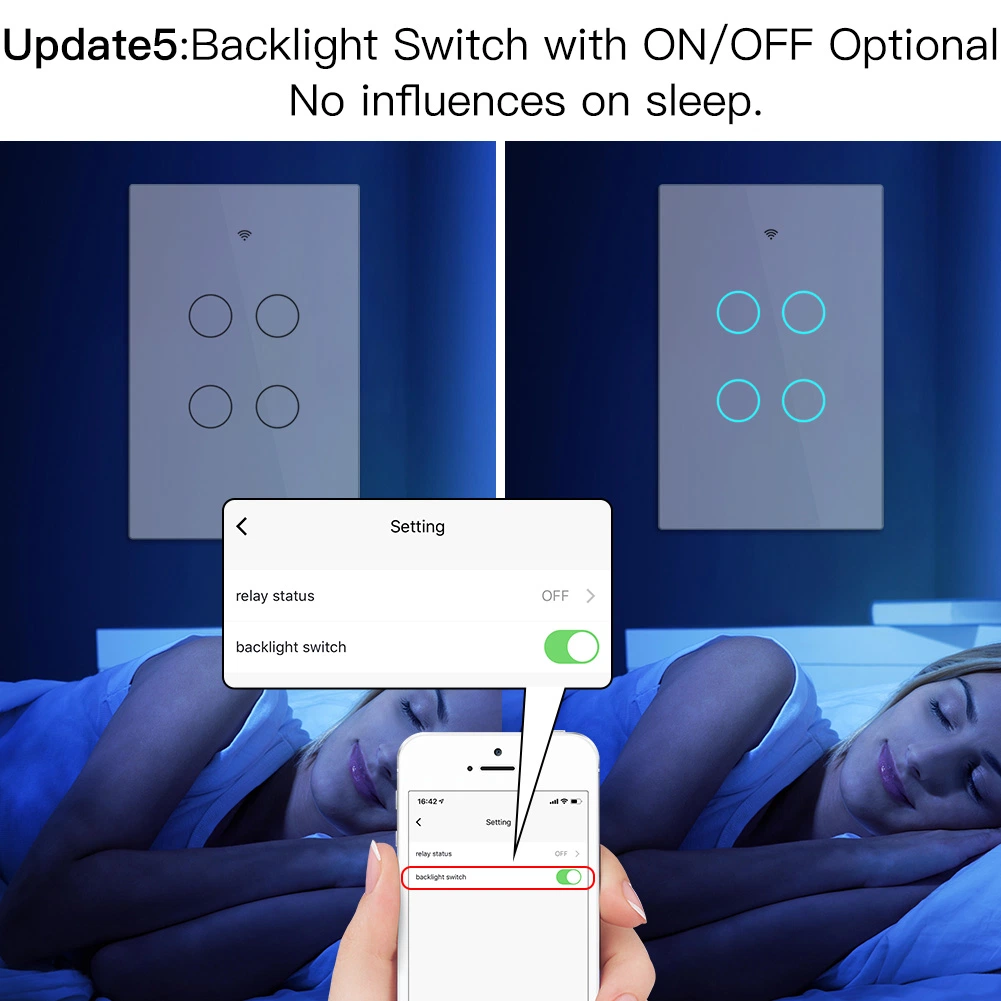 Bluetooth Quick Connection WiFi RF433 Tuya Wireless Smart Switches Glass Panel 90V-250V 50Hz 60Hz 1/2/3/4/6 Buttons