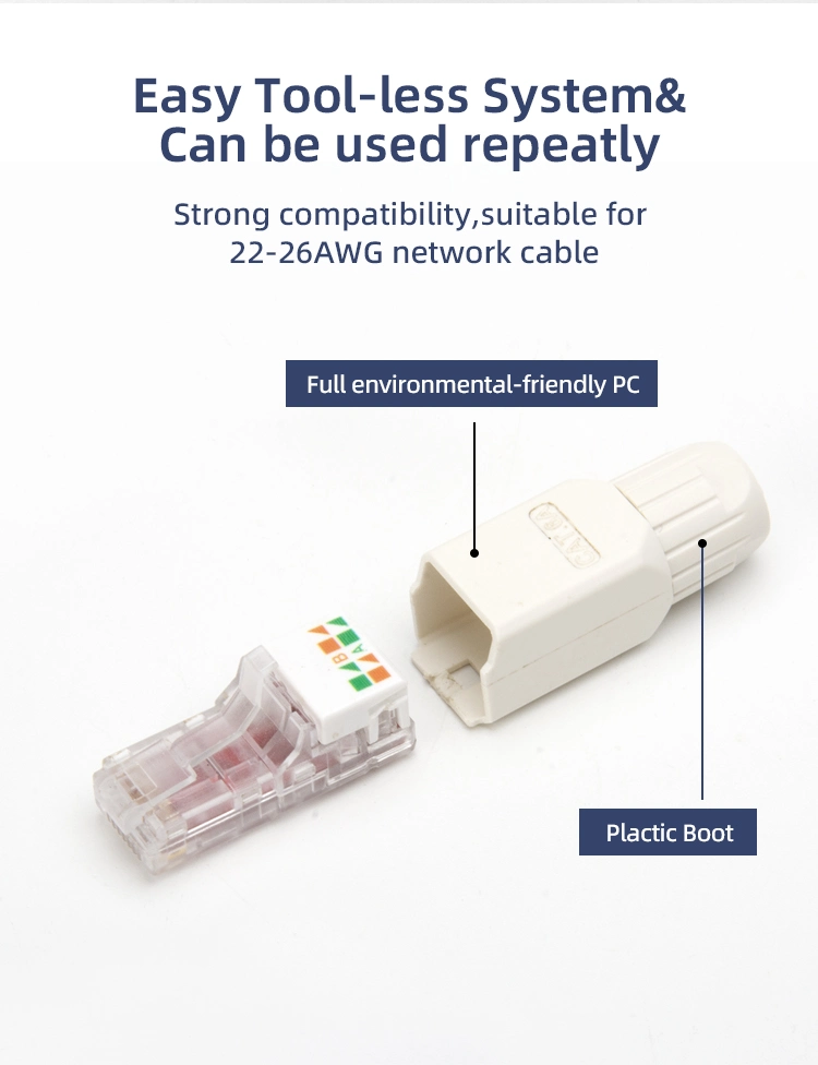 Ethernet UTP Cat5e CAT6 CAT6A Toolless Modular Plug RJ45 Connector Keystone Jack