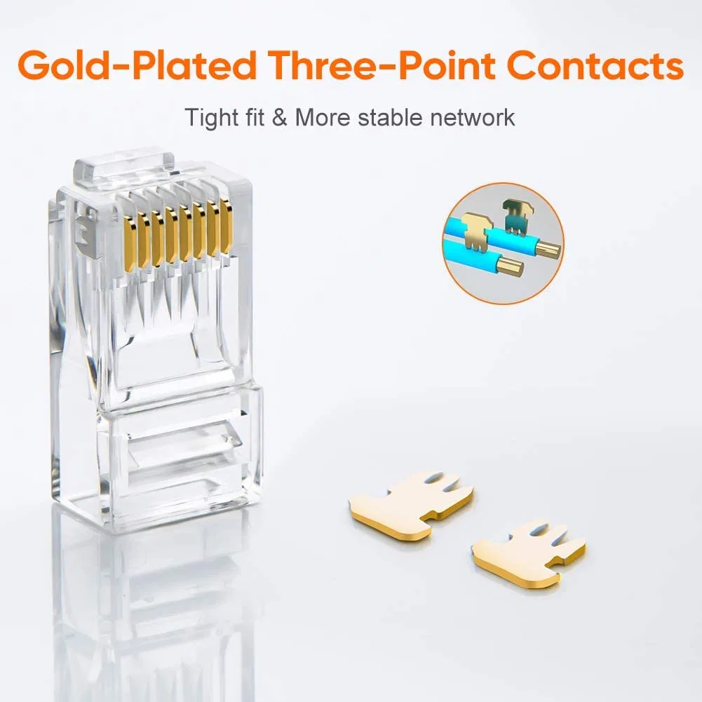 Cable Matters 100-Pack Cat 6 Pass Through RJ45 Connectors (Cat 6 Ends / CAT6 Connector / RJ45 Modular Plugs/Ethernet Plugs/Network Connectors)