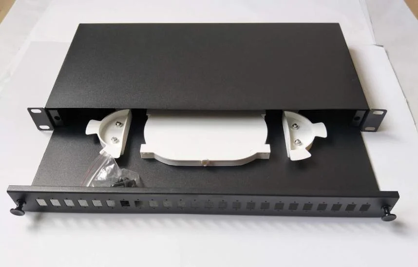 Rack Mounted 24 Core 12 Port Optical Fiber Terminal Distribution Junction Patch Panel Box