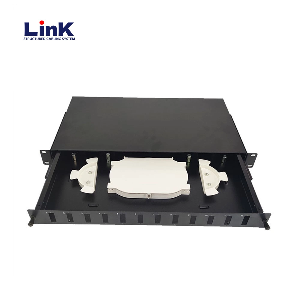 1u 19&quot; 12 24 Port Rackmount Fiber Optical Sliding Patch Panel for Data Center