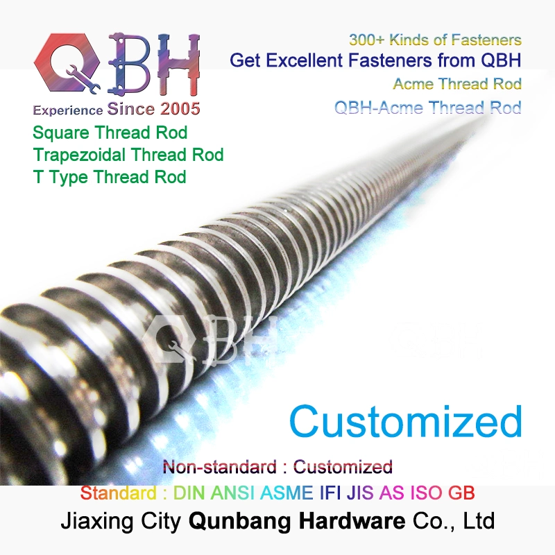 Qbh Customized Type Trapezoidal Acme Square Section Roll Long Thread Rod Bar Insert