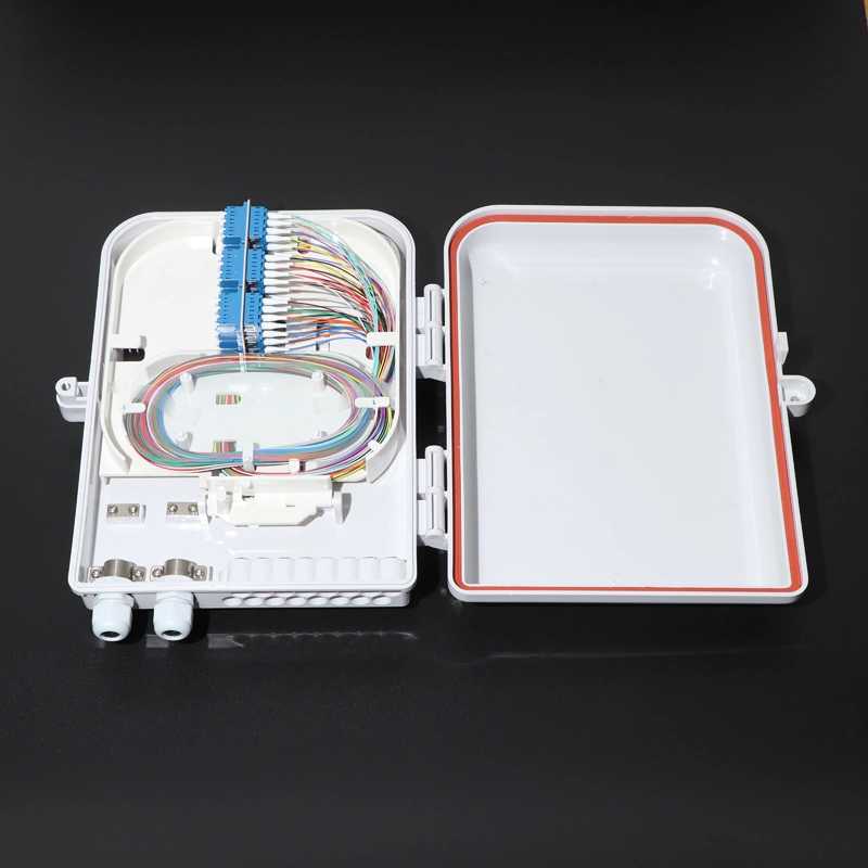 Wall Mount 48core 12port Waterproof Optical Fiber Splitter Termination Box FTTH Drop Cable Distribution Box with LC Adapter