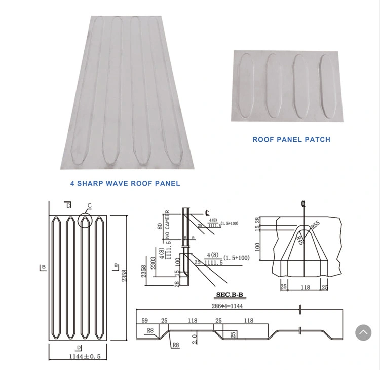 4 Corr Roof Panel Patch Container Roof Panel Container Parts Container Top Wall Container Roof Panel for Sale Special Container Spare Parts