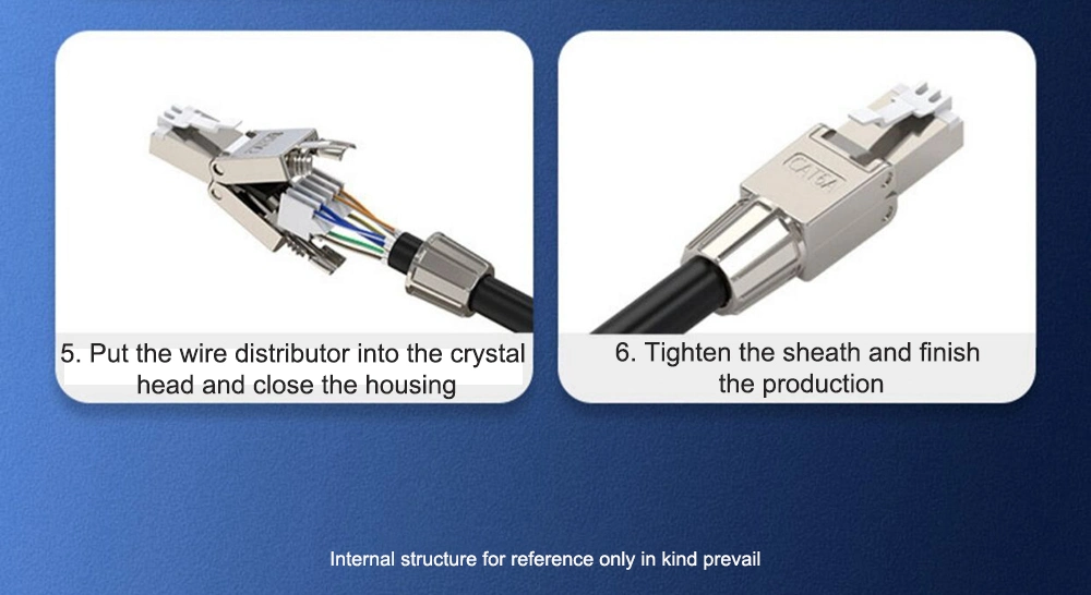 CAT6 Gigabit Shielded Crystal Head Reusable High Quality Metal RJ45 Connector