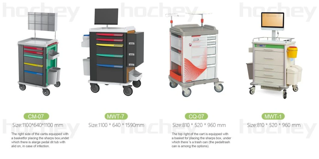 High Quality Mobile Workstation Nursing Trolley Cart Computer Trolley with Box