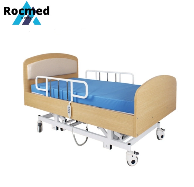 CE ISO FDA Hospital Furniture Wooden Adjustable Mobile Patient Homecare Bed Multifunction ICU Nursing Medical Beds for Home Care