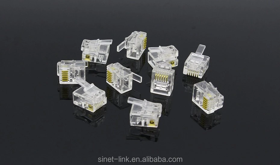 Rj11 Rj12 6p4c 6p6c 3 Ports Telephone Line Splitter Connectors 6p4c Male Modular Plug Rj11 Connector