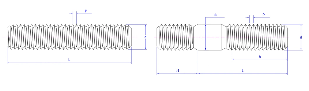 M8 M10 M12 M14 DIN 976 304 316 Stainless Steel Threaded Rod