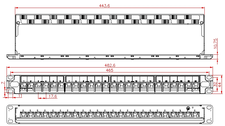 Factory Price UTP Blank Patch Panel with Back Bar, 24 Port