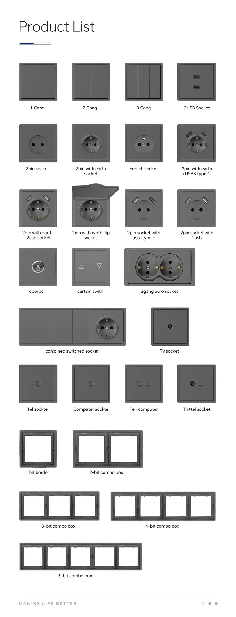 New Design Factory Wholesale EU Standard Wall Socket Kitchen Bathroom Wall Panel