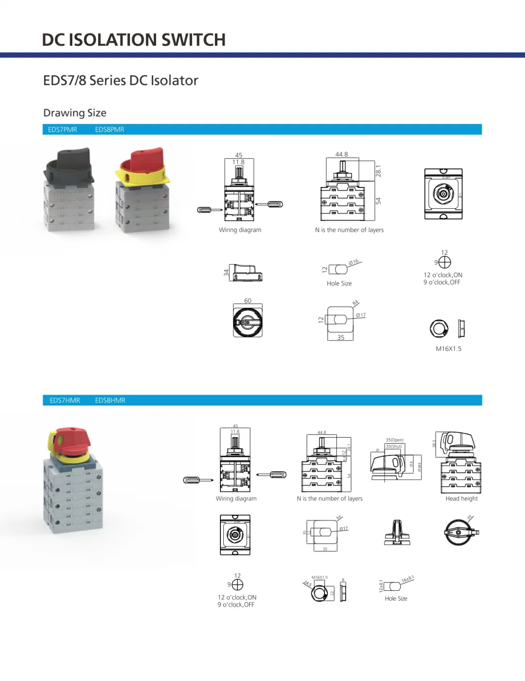 1500V 40A 50A DC Electric Isolator Switch for Solar Connection