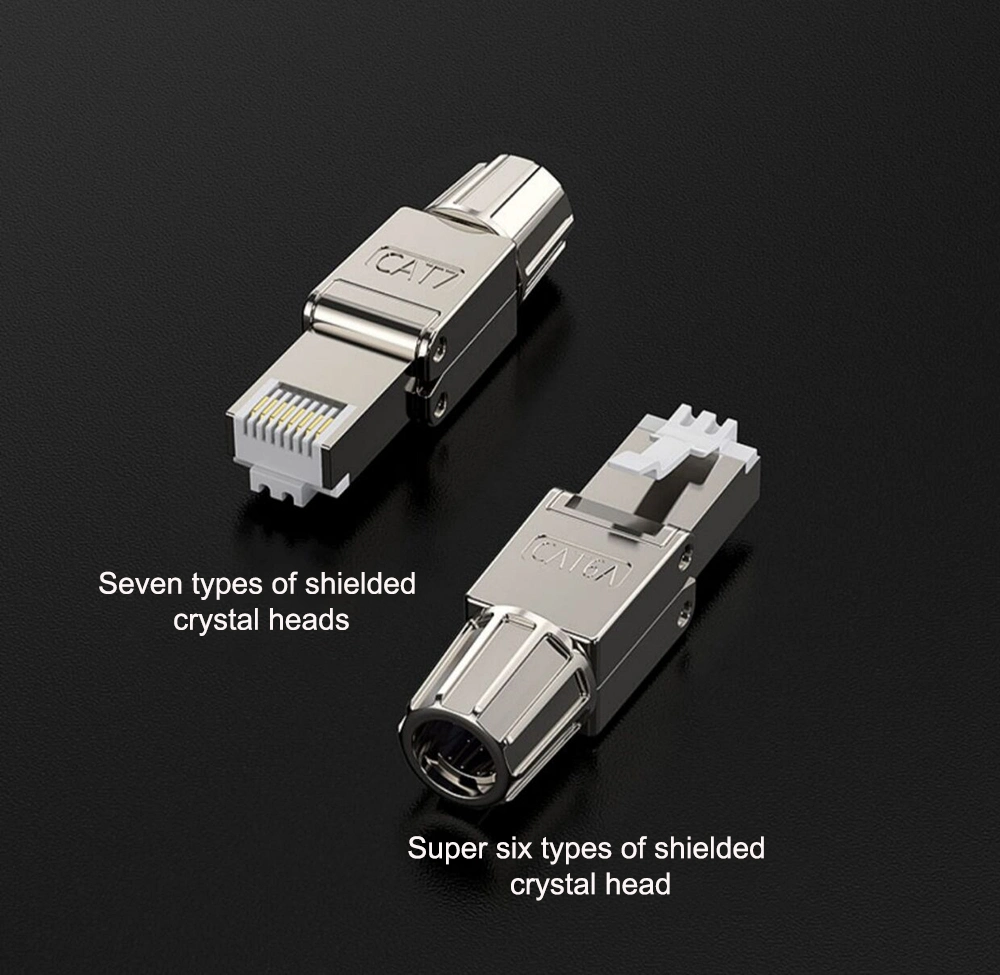 CAT6 Gigabit Shielded Crystal Head Reusable High Quality Metal RJ45 Connector