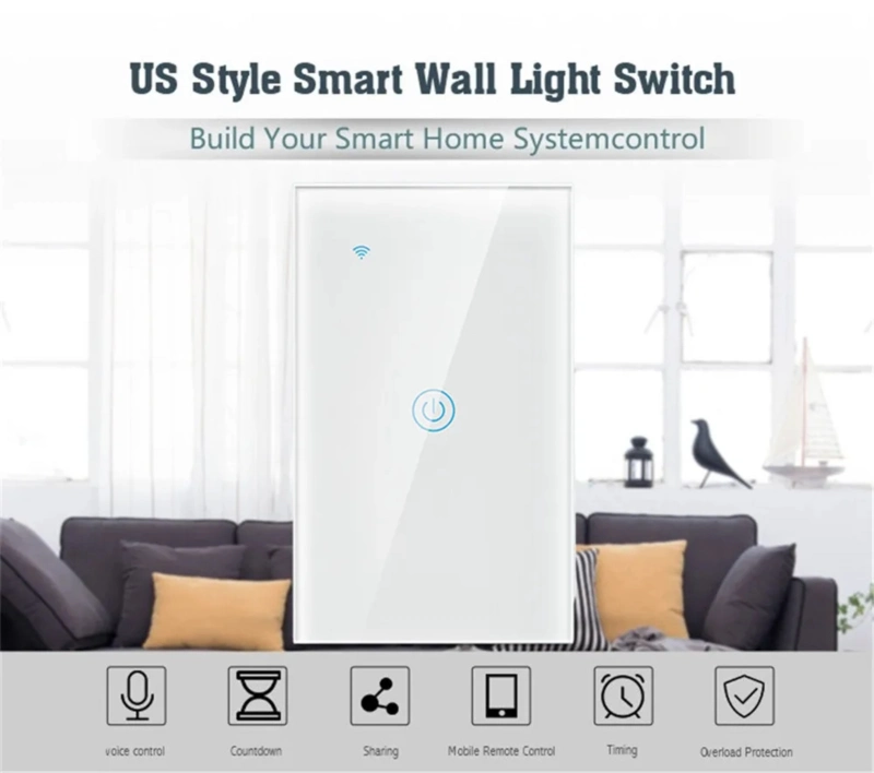 Abuk Us Standard 118 Glass Touch Light Wall Smart Switch Interruptor Inteligente WiFi Alexa Panel crystal Interruptor De Lu