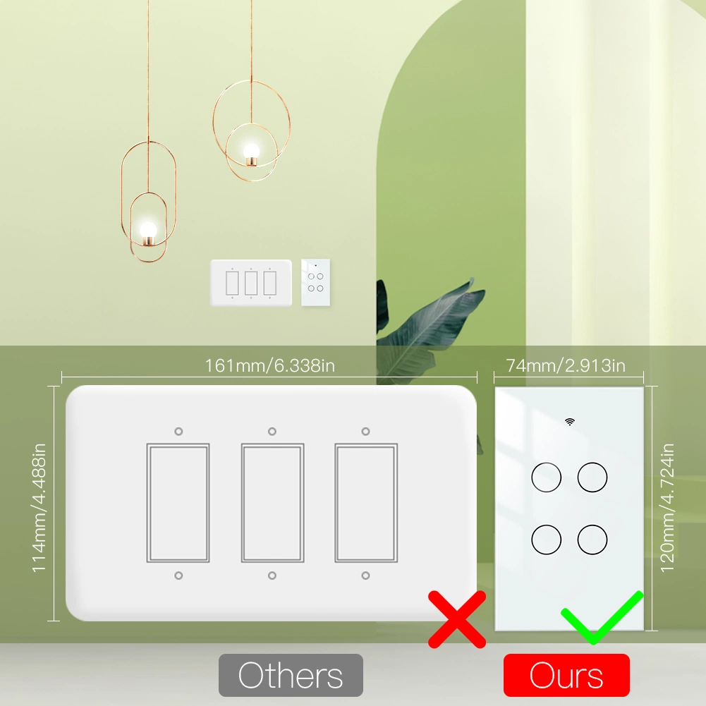 Us Standard Smart Home 3 Gang WiFi Wall Light Touch Panel Switch for Alexa