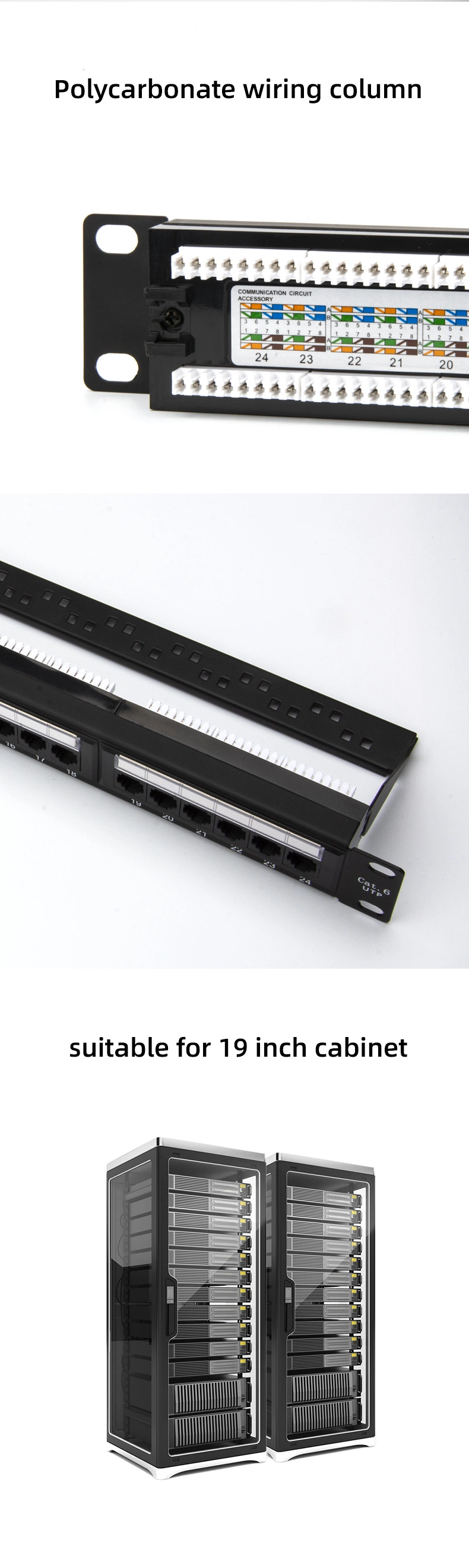 Hot Style UTP Patch Panel 24 Port CAT6 Connector with Keystone Jack