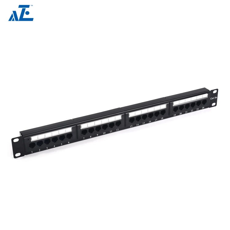 Aze Network 24 Port Wall Mount 1u Cat5e Patch Panel RJ45 Pass Through Rack Patch Panel Cat5e-C5epanel1u24