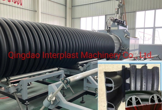 Qingdao Interplast Machinery Plastic HDPE Hollow Profiled Sewage Pipe Machine Online Making Coupler