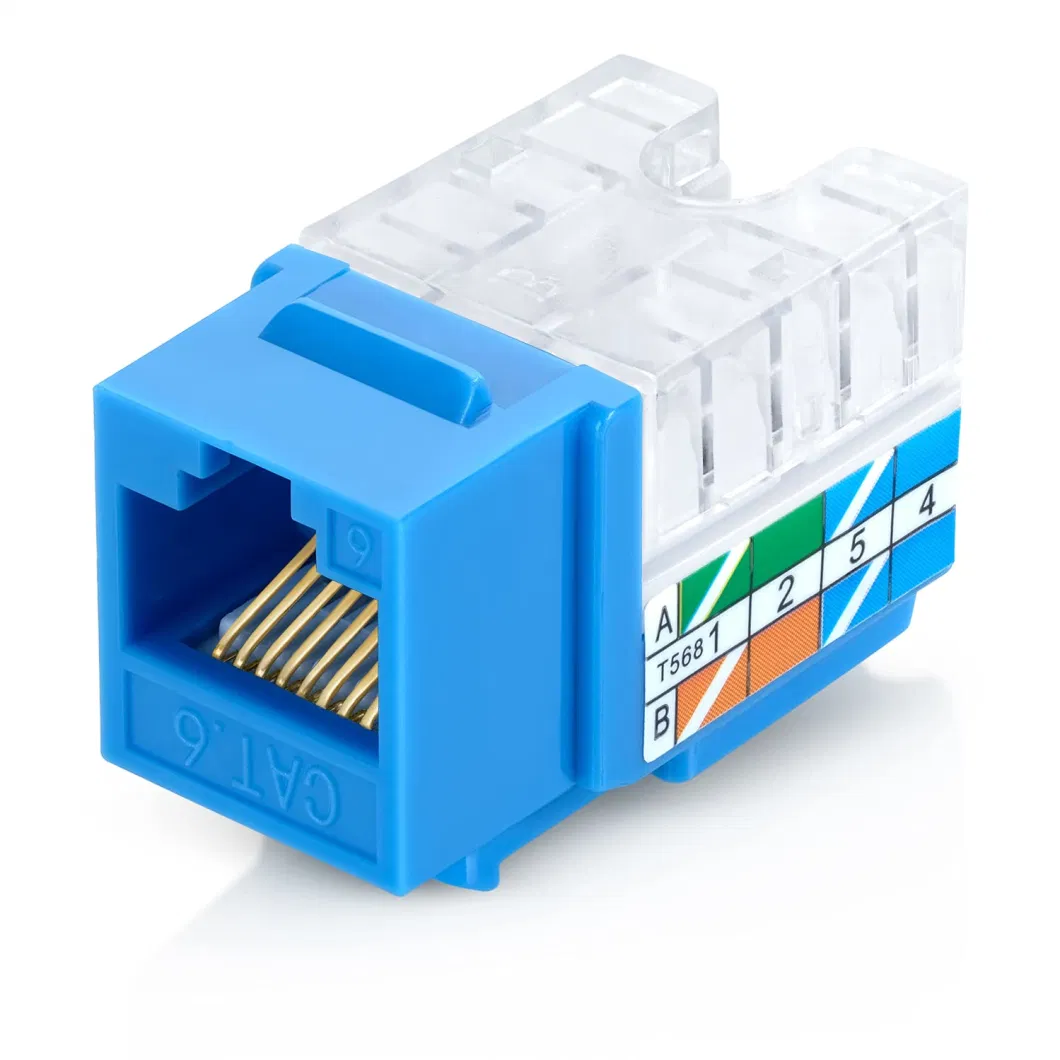 Slim Too-Less Ethernet RJ45 Unshielded 180 Degree CAT6 Keystone Jacksdustproof 3m Toolless Female Keystone Plug with Dust Cover