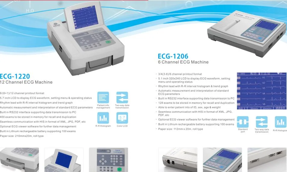 7 Inches A3 12 Lead ECG Vet Equipment Cable and Electrodes Electrocardiograph Digital Veterinary Animals 3 Channel ECG Machine Cheap Price